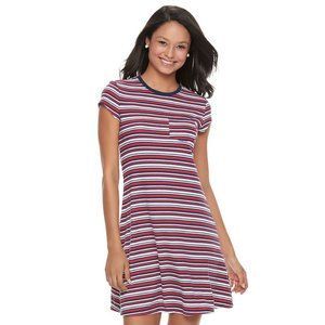 SO Red / White /Blue Striped Tee Dress, Size L